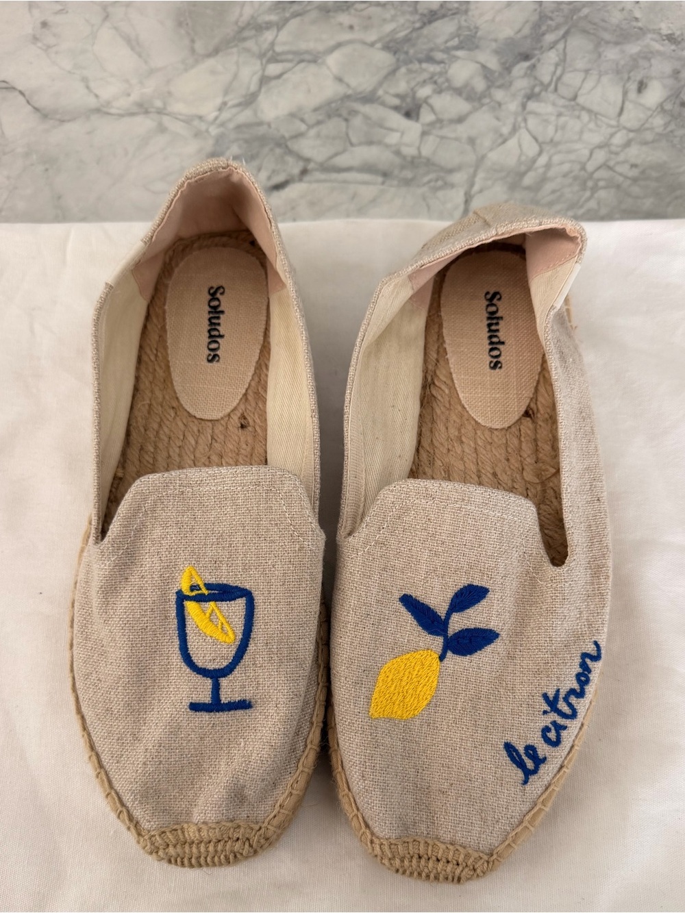 Soludos Le Citron Embroidered Canvas Espadrille